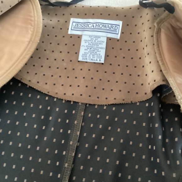 Vintage Brown Black zipper front color block Jessica Howard Jacket 6 Petite - Picture 5 of 13